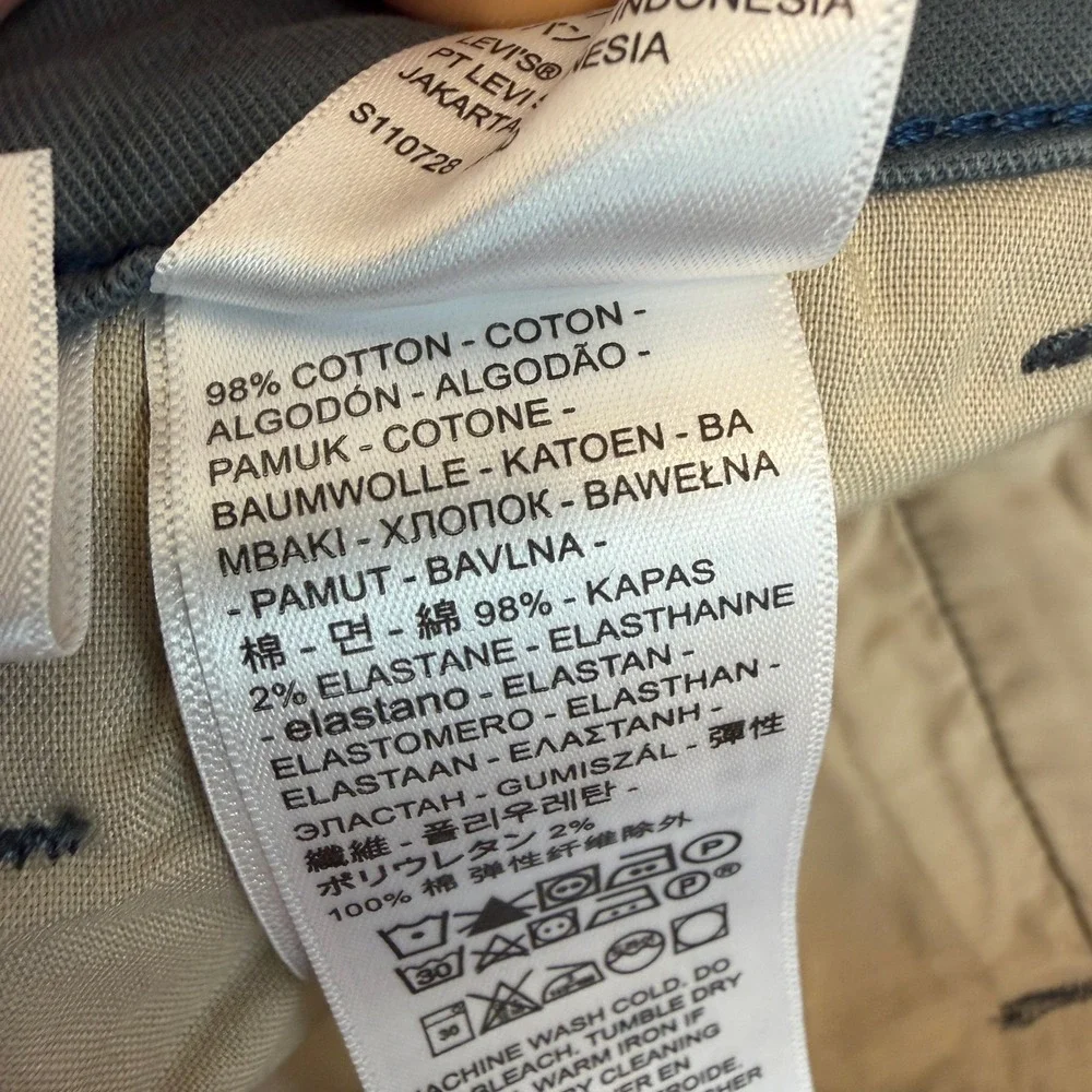 Levi's XX Chino Pants Fits Mens 29x29 Standard Taper Blue Gray Stretch Twill